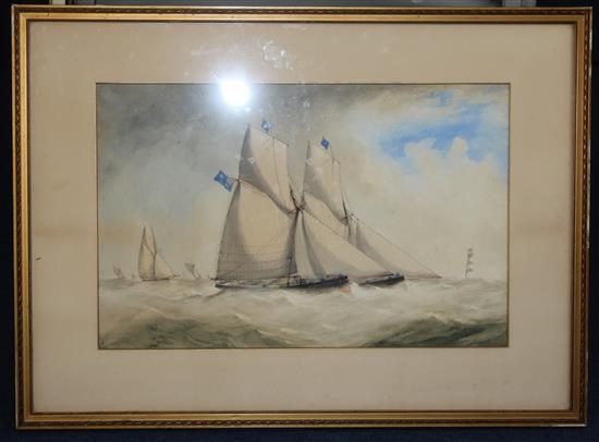 Attributed to Charles Taylor (1756-1823) Cutter yachts; Avon, Gambia & Bluebell, Royal Weston Yacht Club Race, Off the Eddystone lighth